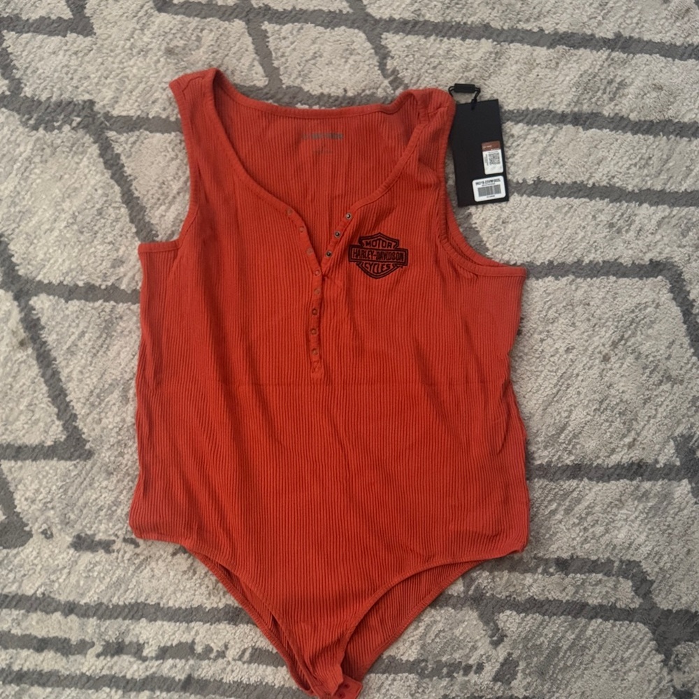 Harley-Davidson Red Ribbed Bodysuit